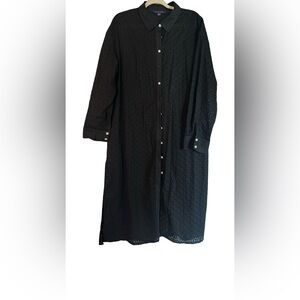 NWT Tommy Hilfiger Black Textured Long Sleeve shirt Dress Size L